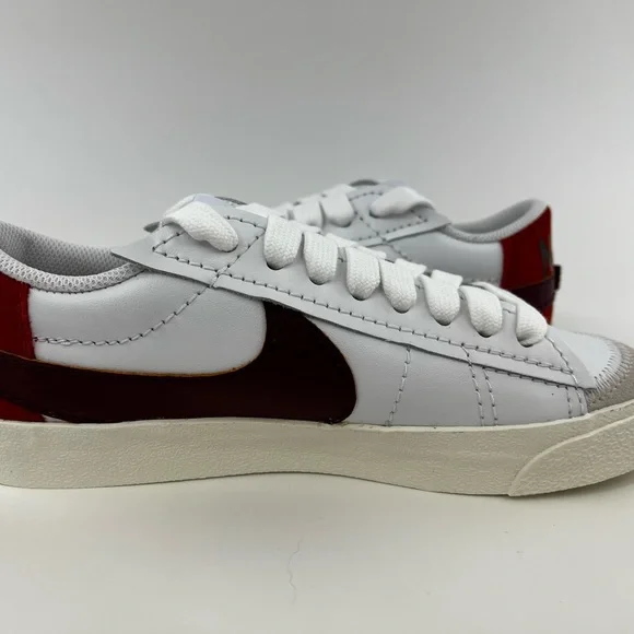 Nike Blazer Low 77 Jumbo Swoosh Women's Sneakers Shoes White Red DQ1470-104 - Picture 7 of 10